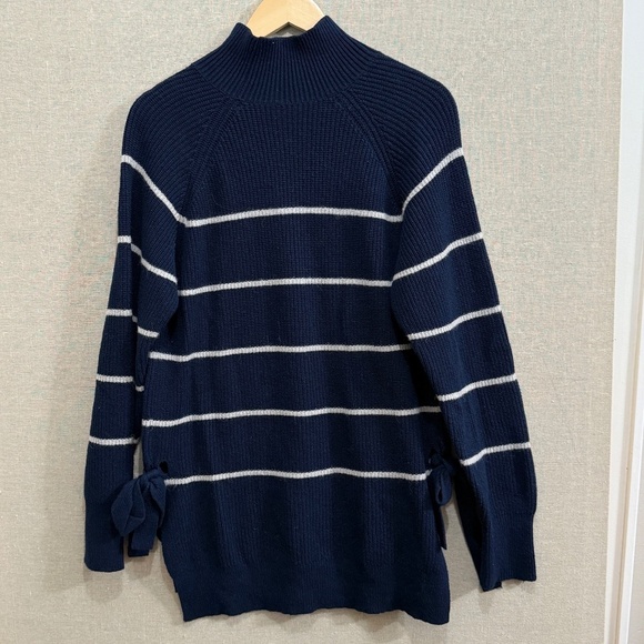 Rebecca Taylor Striped Mock Side Ties Turtleneck Sweater Medium - Picture 7 of 8